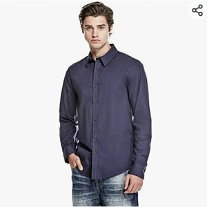 GUESS LS Leon Plain Printed Poplin